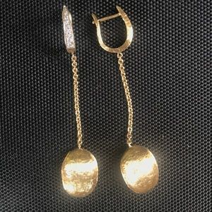 14K yellow gold and diamond dangle earrings. NWOT
